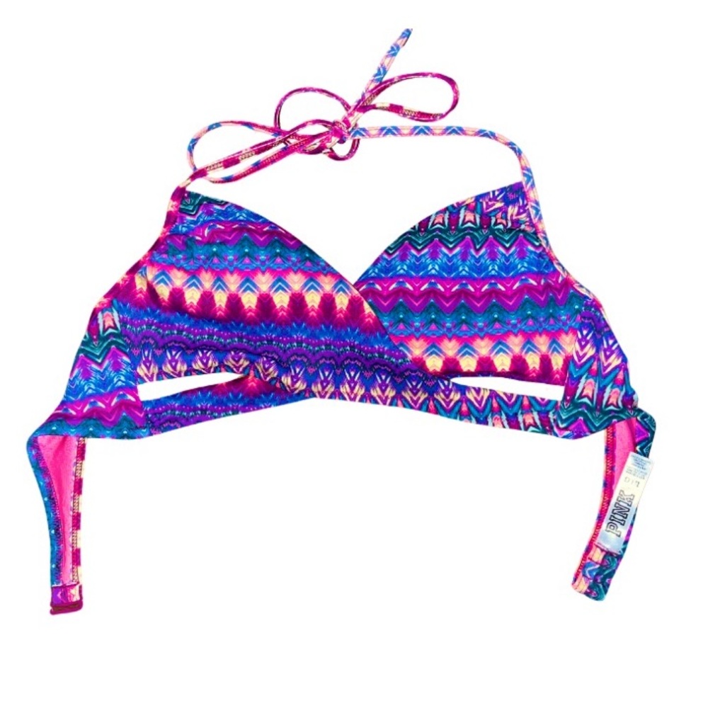 aztec print bikini top w/ cut out details | pink victoria’ secret | size L